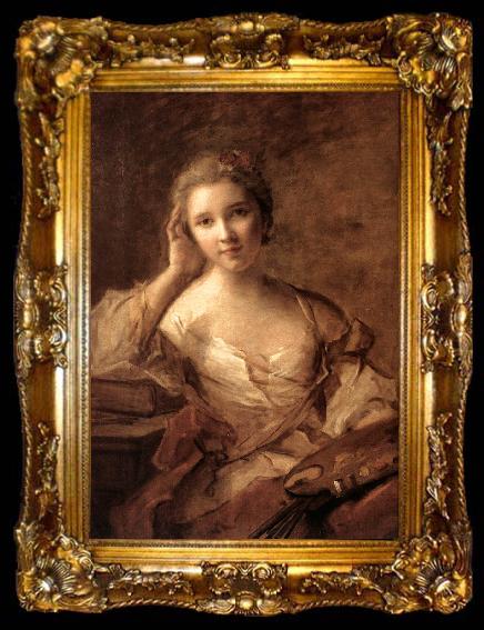 framed  NATTIER, Jean-Marc Portrait of a Young Woman Painter sg, ta009-2